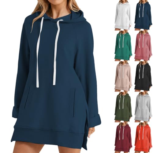 The Warmy Oversized Sweatshirt Dress Casual Long Sleeve Split Hem Hoodies - image 1