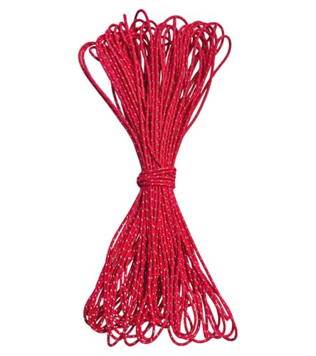 Dyneema Reflektierendes Seil, 2 mm, 400 kg Bruchbelastung, geeignet für Zelte, Drachen-Surfen und andere 19,8 m (rot, 2 mm)