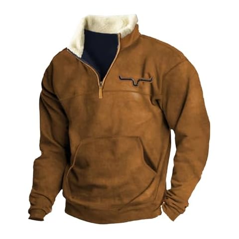 aihihe mens fleece pullover quarter zip mens jacket collar hood grey zip up big and tall jackets for men warm winter coat pullover sweatshirts men pullover jacket for men with pocket Cover