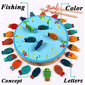 Juego Pesca Magnético Madera 2 En 1 – 30 Piezas, Alfabeto, Para Niños 3+ Años, Educativo