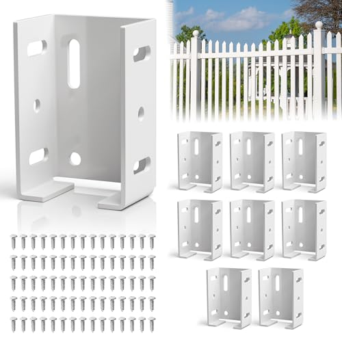 8 Pcs White Aluminum Fence Bracket for Vinyl Fencing - Heavy Duty White Vinyl Fence Bracket Fits 2.75