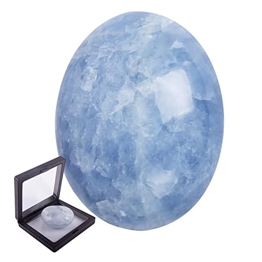 BTEOBFY Natural Celestite Palm Stones - Blue Crystal Healing Stones for Meditation and Chakra Balancing - Irregular Shaped Worry Stones for Collection