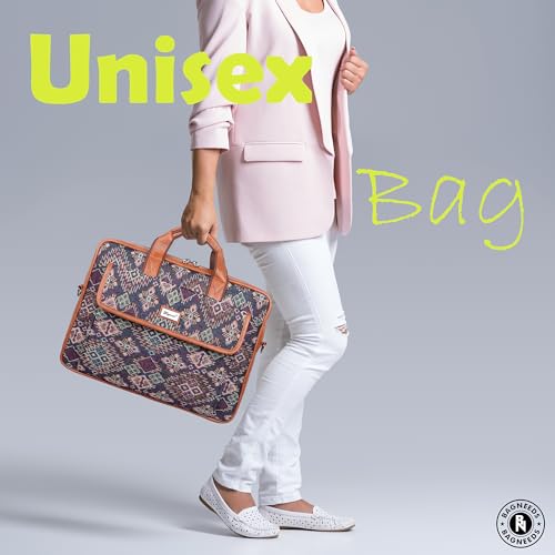 Image of Bagneeds Printed Febric With PU Leather Formal /Casual Office Laptop Messenger Bag For Men and Women