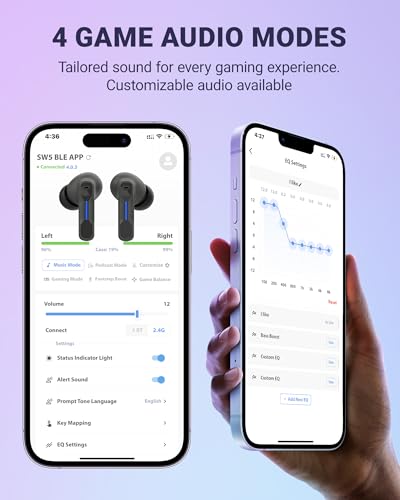 Middle Rabbit SW4 Pro Gaming Earbuds with Mic Wireless, 2.4G Dongle + Bluetooth Dual Mode, 20ms Low Latency, Compatible with PS5, PS4, PlayStation, Desktop&Laptop PC, VR - Image 5
