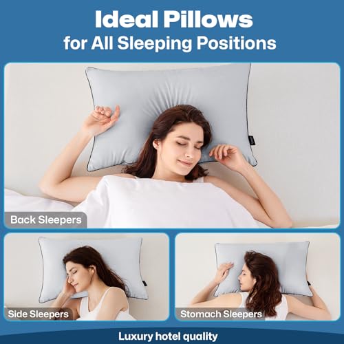 GOHOME Pillows Queen Size Set of 4 - Bed Pillows for Sleeping 4 Pack, Cooling Supportive Hotel Pillows with Premium Soft Down Alternative Fill for Side Stomach and Back Sleepers