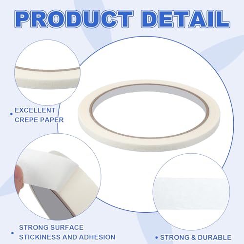 Image of MECCANIXITY Masking Tape 0.2 Inch x 21 Yard Painters Tape Adhesive Paint Tapes for DIY Crafts Arts Wall Painting Labeling Car Home Office Decoration, White, Pack of 6