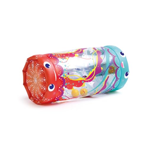 LUDI – Baby Roller Méduse – Rouleau Gonflable Transparent avec Tunnel Central et balles sonores – Développe motricité et Coordination – Dès 6 Mois