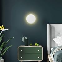 Wandleuchte Metall flach rund Ø 20 cm Weiß indirektes Licht Modern Wohnzimmer Flur Wandleuchte – Ansicht 2