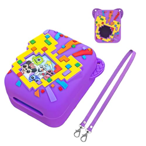 Silicone Cover Case for Bitzee Dissinney Interactive Toy Digital Pet, Protective Case for Virtual Electronic Pets with Lanyard (Purple)