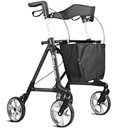 Amazon.com: Foldable Rollator Walkers with Seat for Seniors, 8'' All ...