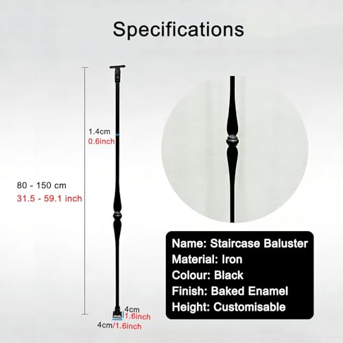 Balaustres de escalera de hierro forjado de 110 cm con tornillos incluidos 3