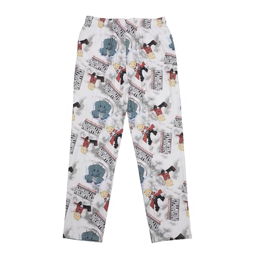 Fullmetal Alchemist Brotherhood Anime Men's Edward Alphonse and Title All Over Print Pajama Pants Adult Sleep Bottoms2
