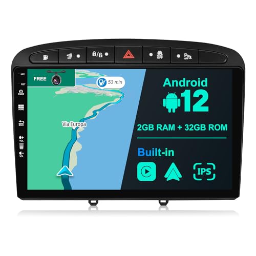 JOYX Android 10 Car Radio Suitable for Peugeot 308/408 (2010-2016), Rear View Camera, 2G + 32G, 9 Inch 2.5D, 2 Din