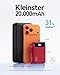 INIU Power Bank, Ultra Klein 20000mAh 22.5W Schnellladefunktion Power Bank iPhone, Mini Externe Handyakkus, Flugtauglich, Reise-Essential, Klein Aber Stark für iPhone 17 16 Pro, Samsung S25, iPad, Rot