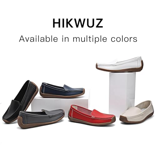 Image of Women's Comfortable & Lightweight Leather Loafers Slip-Ons Driving Walking Mocs Boat Shoes Cute Business Casual Dress Shoes Work Flats for Women