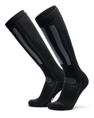 DANISH ENDURANCE Calze da Sci in Lana Merino, Termiche, Tecniche, Traspiranti, Uomo, Donna e Bambino, Nero/Grigio Scuro, 43-47