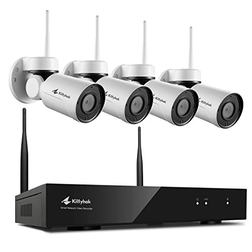 Hottest Sales Pan Tilt & Audio  Kittyhok Wireless Security Camera System, 8-Cam H.265+ Base, 4 1080p WiFi PT Security Camera, Indoor/Out, Easy View On iPhone & Android, Expandable No HDD Version