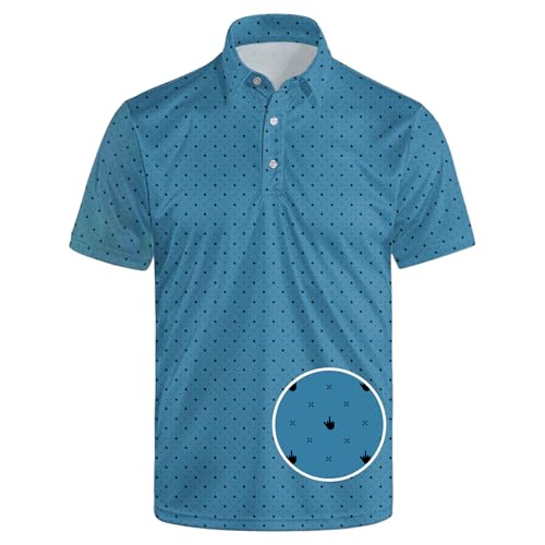 Lxopogk Mens Funny Golf Shirts Short Sleeve Performance Polo Shirts Moisture Wicking Quick Dry Athletic Golf Polo Blue-a
