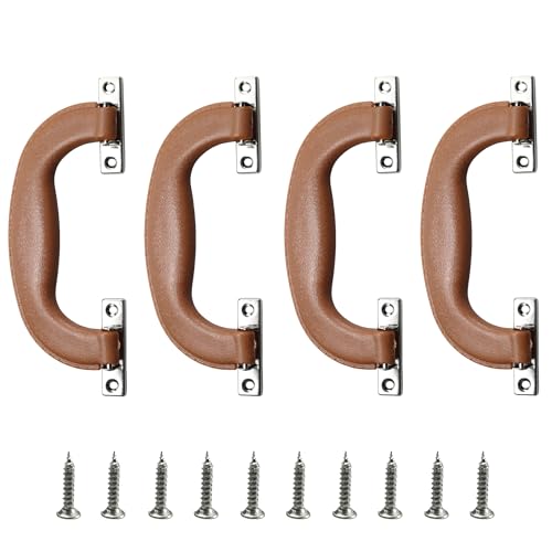 Image of 4Pcs 150mm Plastic Luggage Trunk Pull Handle, Brown Suitcase Side Holder Long Pull Handle, Replacement Handle for Travel Suitcase