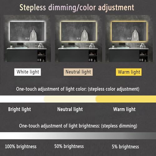 Miroir intelligent antibuée haut de gamme avec verre incassable au design minimaliste