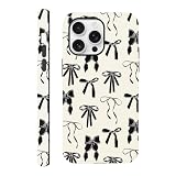 Yomjew Cute Bow Phone Case for iPhone 16 Pro Max Case 6.9", Black Aesthetic Coquette Preppy Ribbon Bowknot Pattern Print Design Phone Cover Shockproof Soft TPU Hard PC Protection Girls Women Funda