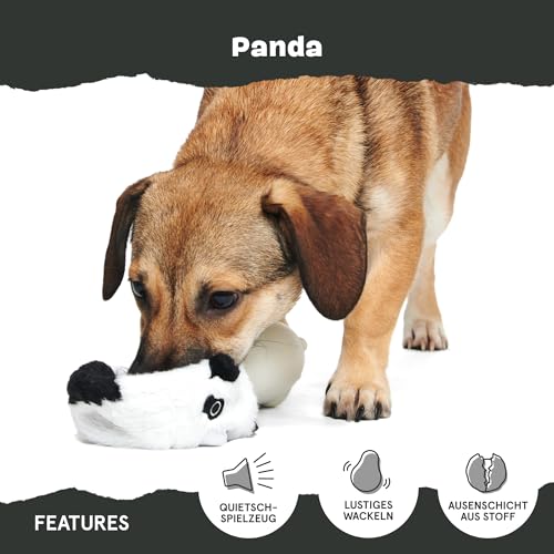 Bark Super Chewer Tough Dog Chew Toys for Aggressive Chewers, Plush 2 Toys in 1 Panda Bear - Large