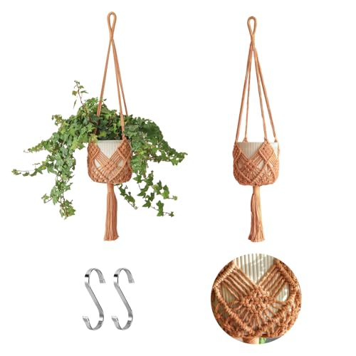 Xinbor Hanging Planter With Patterns,2Packs Macrame Plant Hangers Indoor Macrame For Up To 8 Inch Pot Crochet Boho Plant Hanger Holder For Indoor Outdoor With 2S Shaped Stainless Steel Hooks thumb #1