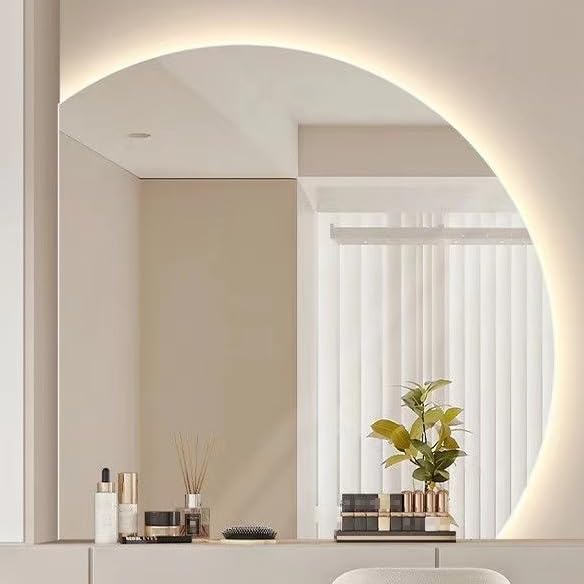 JIAOCKJIAO Bathroom Vanity Mirror Illuminated, Anti-fog Wall Mounted Mirror Modern for Living Room, Backlit Decorative Mirror, Makeup Entryway Mirror, Touch Sensor, 3-Color Dimmable (Color : Left cut