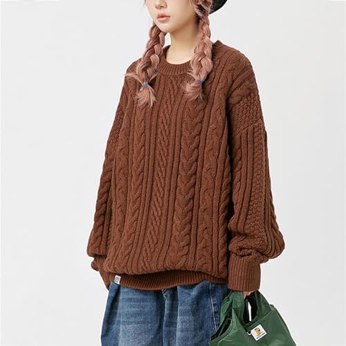 Pull tricoté décontracté col rond homme marron XXL en maille ample - 3