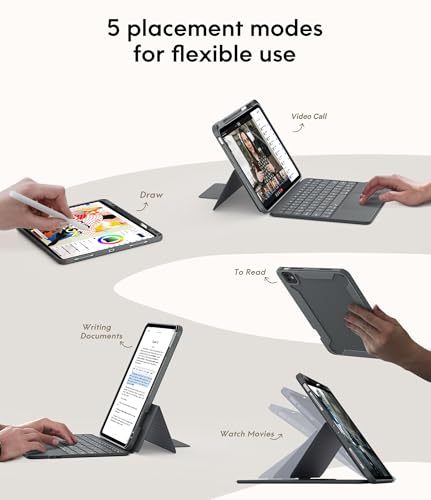 Image of CHESONA Keyboard Case for iPad Pro 11 inch (M4 2024 /M5 2025) | Magnetic Detachable Case, 7-Color Backlit Keyboard, Smart Trackpad, 15-180 Adjustable Stand, Gray