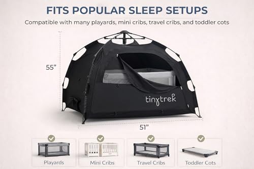 Image of Pack and Play Blackout Cover, Travel Crib Tent Cover for Babies and Toddlers, Breathable Mesh Blackout Tent for Naps, Room Sharing and Travel