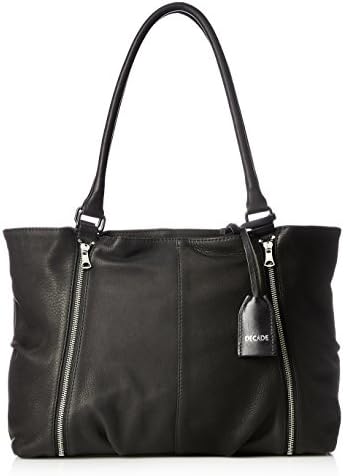 Decade DCD-01028 Tote Bag, Oiled Cow Leather Tote Bag, Black