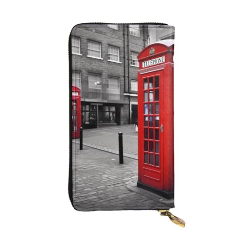 London Red Telephone Booth Wallet For Women Men Clutch Rfid Blocking Leather Wallets Large Capacity Purse Credit Card Holder Money Case With Zipper Phone Holder Long Travel Purse