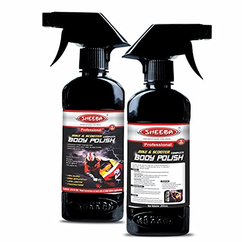 SHEEBA Bike & Scooter Complete Body Polish I High Gloss Shine I Easy Application I Long Lasting I Multipurpose Care for Painted, Plastic, Vinyl, Tyre, Helmet, Accessories - 200mL Pack.