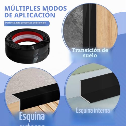 Miniatura 4 de Molduras Decorativas Autoadhesivas Flexible Moldura De Pared Bandas De Protección De Bordes Para Protección De Esquinas Y Techos Negro Brillante, 4cm 3m