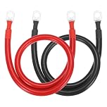 sourcing map 2PCS 4 AWG Battery Cable, 2ft Pure Copper Battery Inverter Cables with 3/8" Ring Terminals for Marine Solar Boat Car RV, Red Black