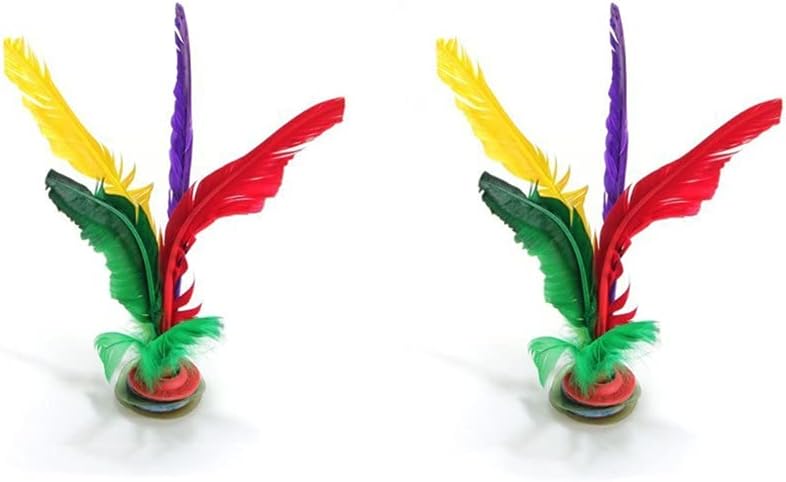 MauSong Colorful Feather Chinese Jianzi Kicking Shuttlecock Foot Exercise Outdoor Game 2 Pack