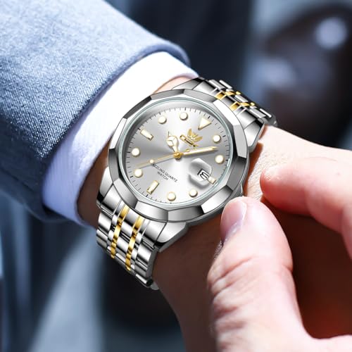 Image of OPK Watches for Men Diamond Roman Analog Mens Watches Waterproof Large Stainless Steel Men Wrist Watch Business Father Gift Watch
