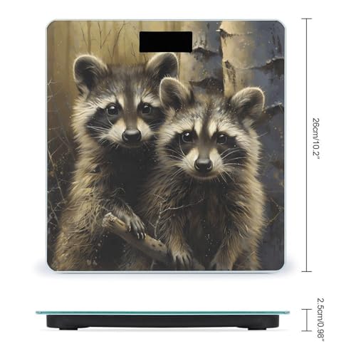 Báscula digital para baño Racoons, vidrio templado 26x26 cm miniatura 2