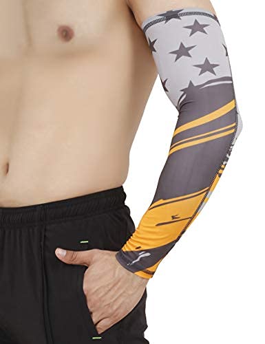 UNBEATABLE Arm Sleeves with UV Protection for Sports & Driving 1 Pair (yellow star)