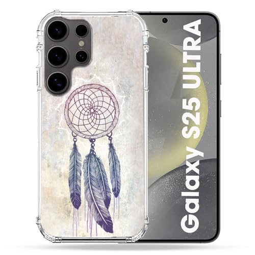 Coque Samsung S25 Ultra antichoc avec motif attrape-rêve blanc pour une protection renforcée
