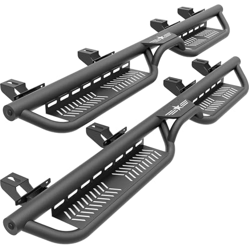 EYOUHZ Running Boards Compatible with 2020-2026 Jeep Gladiator JT 4 Doors Two Stairs Design Side Steps Heavy-Duty Steel Nerf Bars Bolt-on Step Plates RockSliders Rail