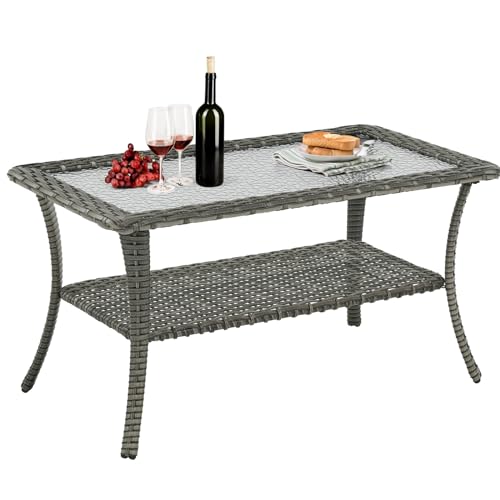 Belord Outdoor Coffee Table for Patio - 40 Inch Rattan