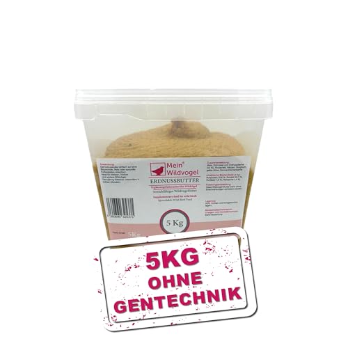 MeinWildvogel Erdnussbutter Wildvogelfutter 5kg, streichzarte Erdnusspaste, Weichfutter, Fettfutter mit Erdnüssen & Saaten, Ganzjahresfutter für Weichfresser wie zb. Meisen, Kleiber, Vorratseimer