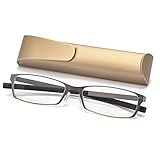 [KLESIA] 老眼鏡 ブルーライトカット 超軽量 コンパクトに収納 リーディンググラス ファッション (度数：+2.0, 茶褐色)