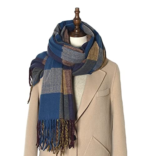 Szalik Lekki Kobiety Tartan Szalik, Zimowe Długie Szaliki w kratę Ciepłe Okładki Dla Damskich Spinning Tassel Szal Długi Stule Szal Miękkie