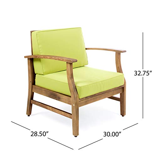 Gdfstudio Pearl Outdoor 2 Seater Acacia Wood Chat Set With Cushions, Teak And Green #TOP5