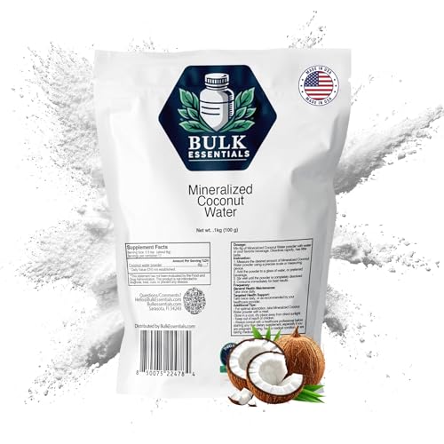Bulk Essentials Mineralized Coconut Water Powder – 100g for Hydration & Electrolyte Support – USA Made Natural Sports Beverage for Men & Women – Non-GMO Formula – 6g Per Serving