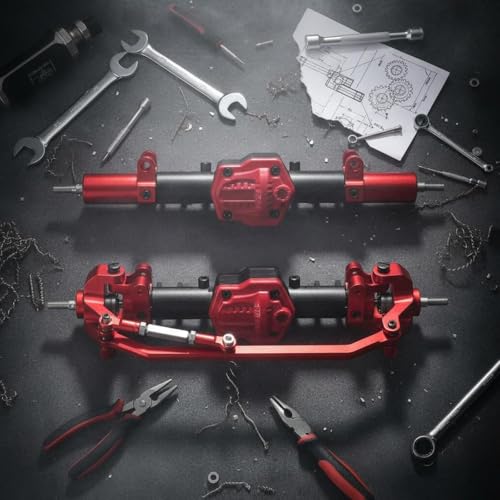 Gears de rechange pour essieu de véhicule RC MN métallique Red-Silver - 7