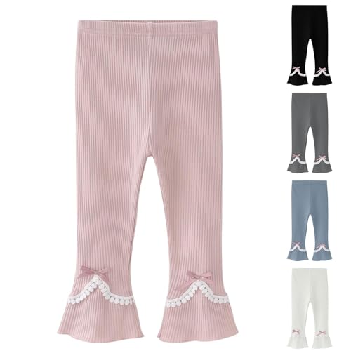 Girls Cute Bow Leggings Tight Soft Cotton Summer Thin Comfort Elastic Waist Flare Casual Pants for Kids 2-9 Years2